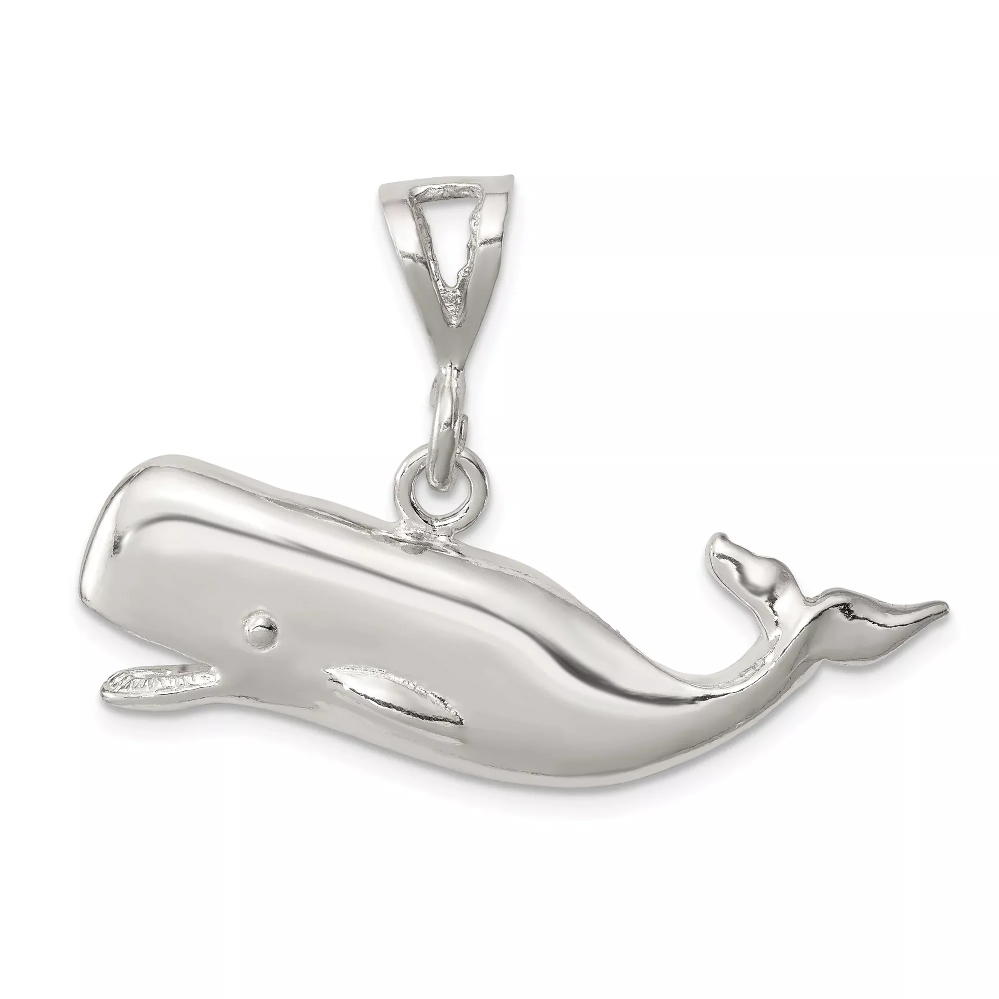 Sterling Silver Whale Pendant with Detailed Sperm Whale Design, Nautical Theme Jewelry