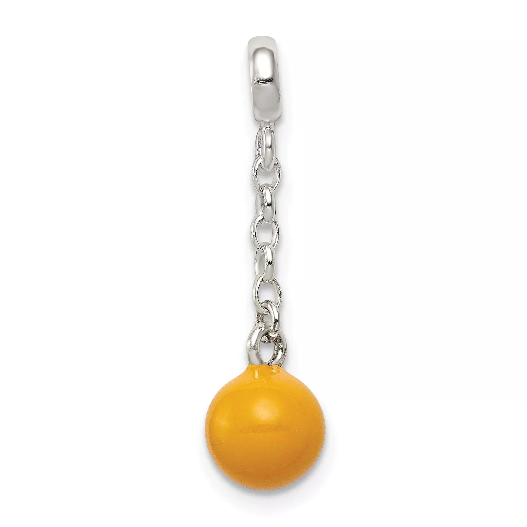 Sterling Silver Yellow Enameled Bead 1/2In Dangle Enhancer