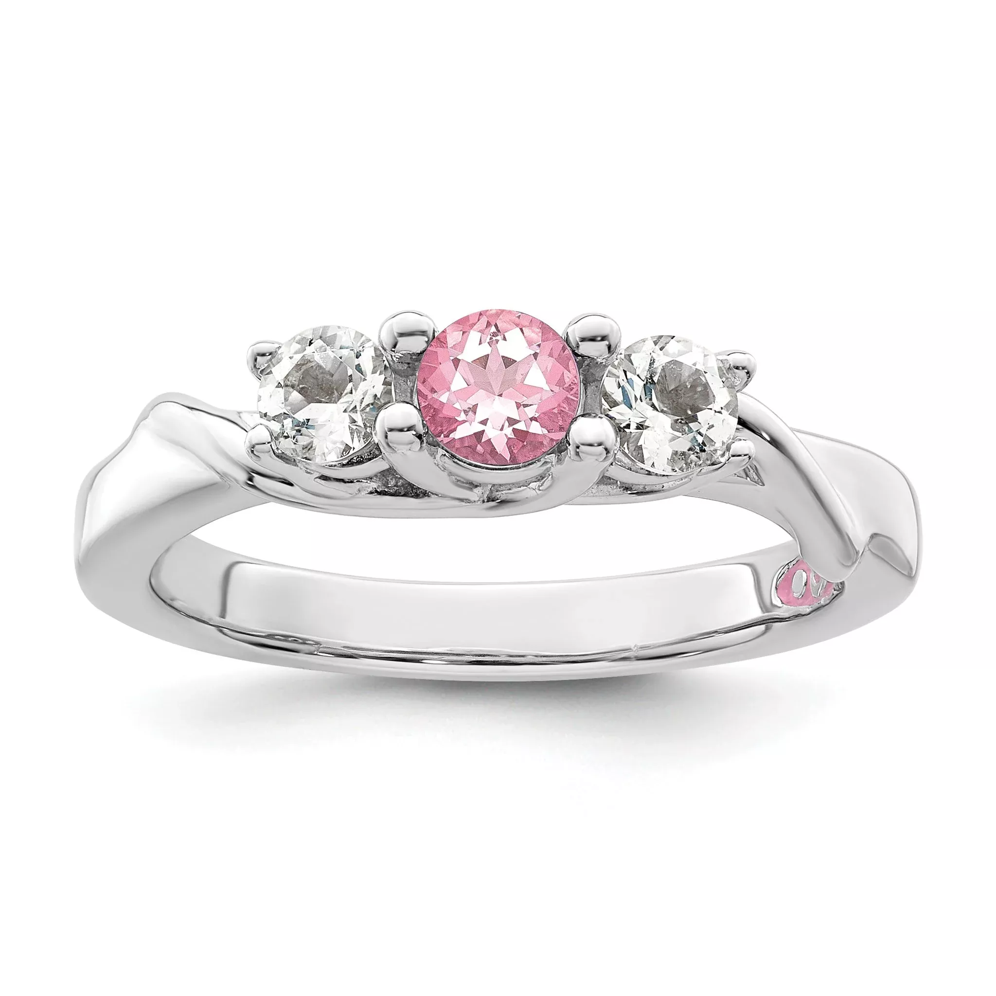 Survivor Collection Sterling Silver Rhodium-plated White and Pink Topaz Joanna Ring