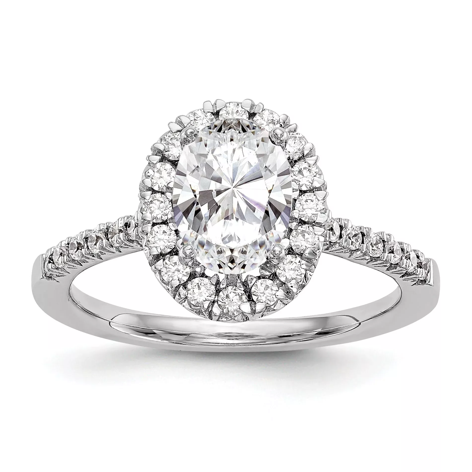 True Origin 14k 7/8 carat Certified Lab Grown Diamond VS+ F+ Oval Complete Halo Engagement Ring
