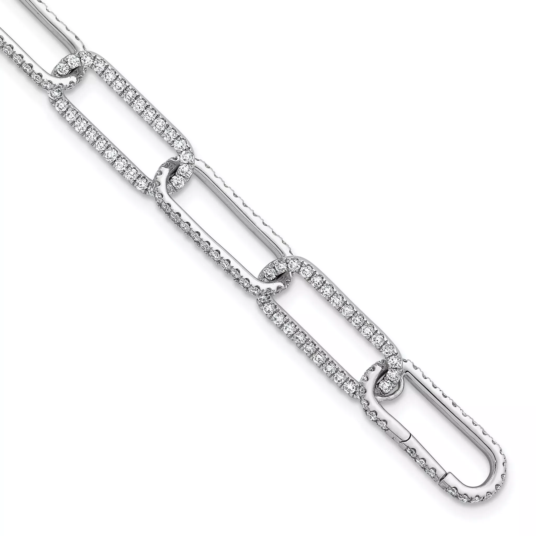 True Origin 14k White Gold 3 1/2 carat Lab Grown Diamond VS+ F+ 7 inch Link Bracelet with a 1 inch extension