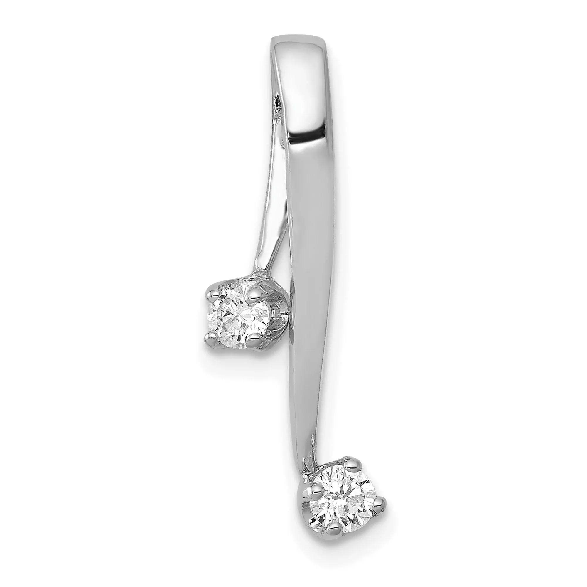 VS 2-3.0mm Diamond Chain Slide Charm Pendant in Real 14k White Gold