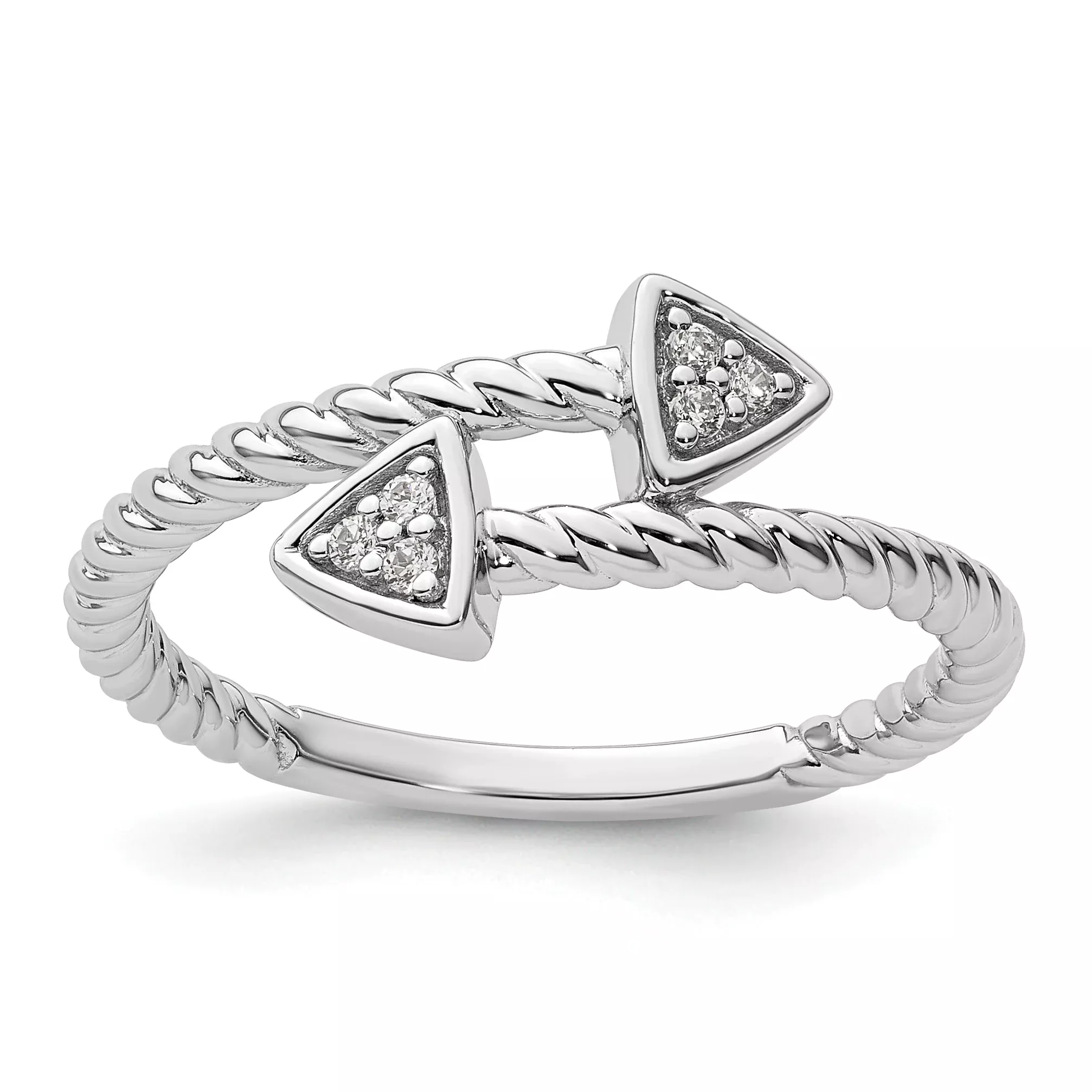 White Ice Sterling Silver Rhodium-plated Diamond Arrow Ring
