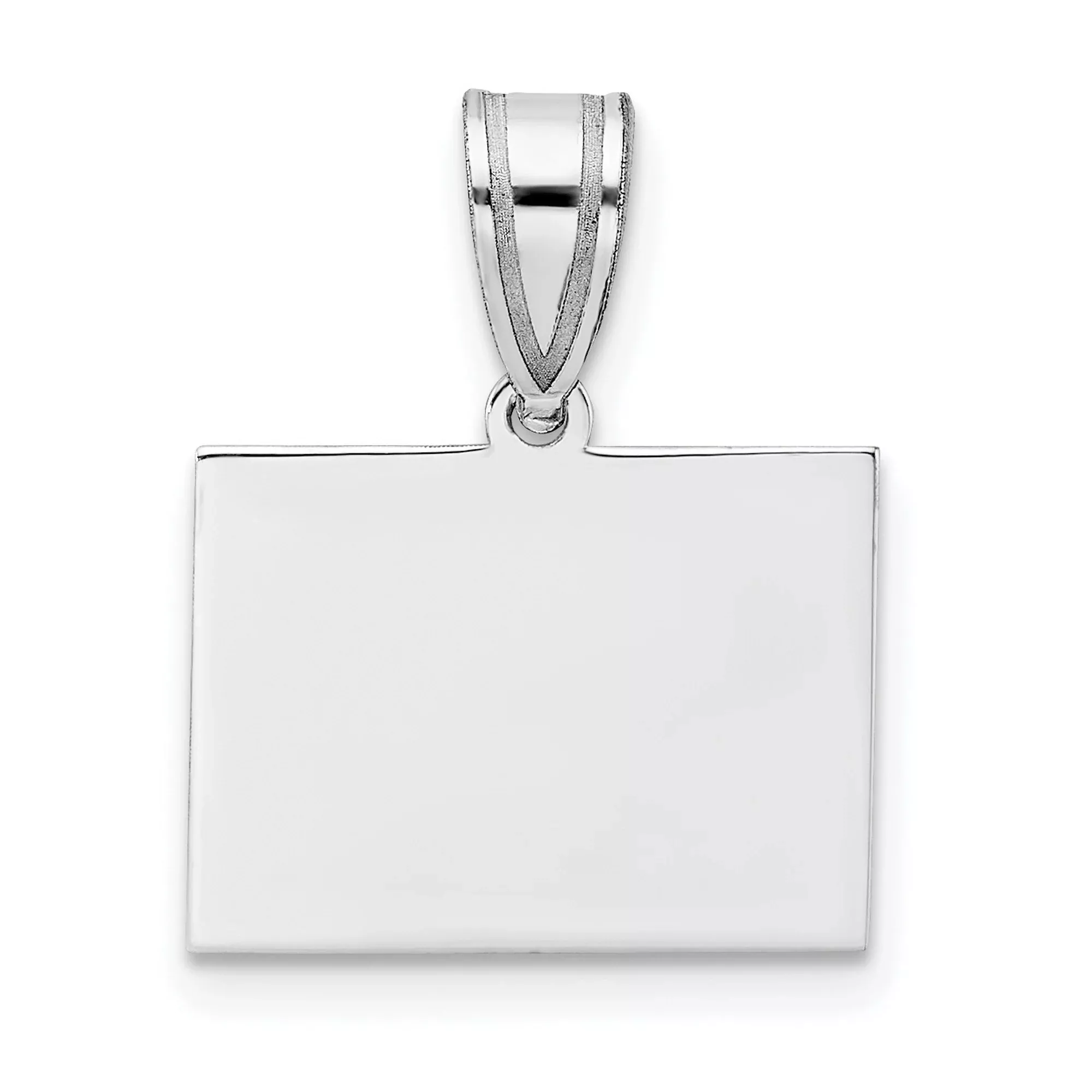 Wyoming State Charm Pendant in Real 14k White Gold